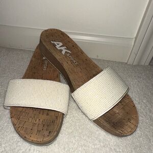 Anne Klein Sport Cream glitzy Slide Sandals